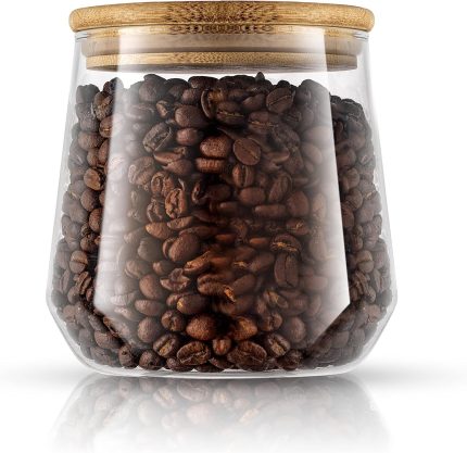 Cookie Jar. 1 Large Glass Jars With Bamboo Lids Set. For Kitchen Counter, Rice Jar, Candy Jar, Flour and Sugar Containers Canisters, 31-OZ Big Glass Jar with Lid, Airtight Glass Storage